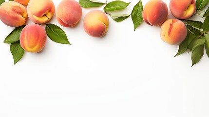 peaches frame border isolated on white background generative AI