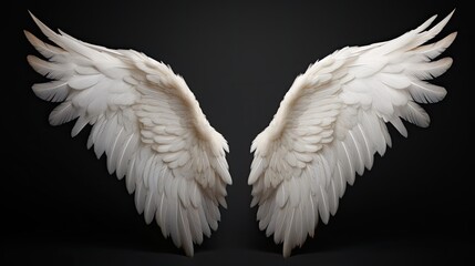 realistic white angel wings isolated on white generative AI