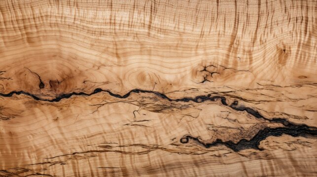 spalted maple texture, with unique and distinctive black lines sought after wood generative AI