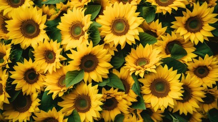 top view of beautiful summer sunflower field generative AI