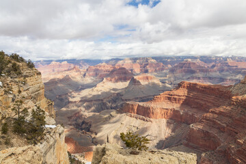 View from the South Rim at Grand Canyon National Park in winter, Arizona, USA