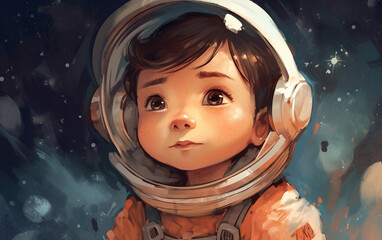 Illustrator child astronaut