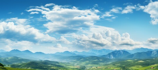 Obraz na płótnie Canvas Mountains landscape panoramic background. Generative AI technology.