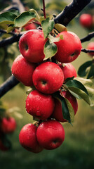 Obraz premium Red apples on a branch
