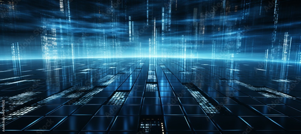Aufkleber blue cyberspace technology background. generative ai technology.