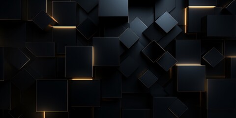 Black Creative Abstract Geometric Wallpaper. Display graphic. Computer Screen Digiral Art. Abstract Bright Surface Geometrical Horizontal Background. Ai Generated Vibrant Texture Pattern.
