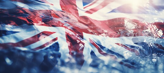 Obraz na płótnie Canvas UK flag with ice effect. United Kingdom Independence day theme. Generative AI technology.