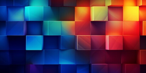 Colorful Creative Abstract Geometric Wallpaper. Display graphic. Computer Screen Digiral Art. Abstract Bright Surface Geometrical Horizontal Background. Ai Generated Vibrant Texture Pattern.
