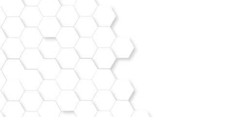 Fototapeta na wymiar Seamless pattern with hexagons White Hexagonal Background. Computer digital drawing, background with hexagons, abstract background. 3D Futuristic abstract honeycomb mosaic white background.
