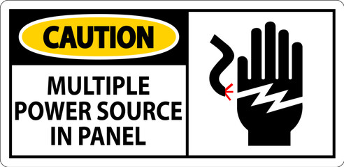 Caution Sign Multiple Power Source In Panel