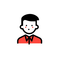 Account Manager vector icon in minimalistic, black and red line work, japan web