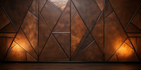 Rustic Leather Creative Abstract Geometric Wallpaper. Display graphic. Computer Screen Digiral Art. Abstract Bright Surface Geometrical Horizontal Background. Ai Generated Vibrant Texture Pattern.