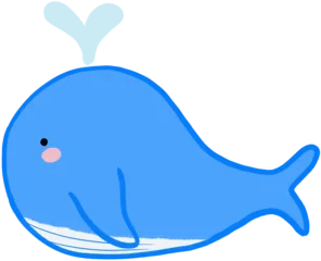 Crédence de cuisine en verre imprimé Baleine blue whale cartoon
