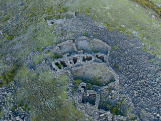 black prayerstones on top of mountain peak in Garze, SiChuan, China