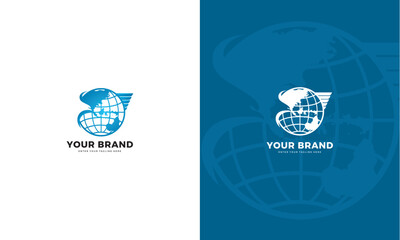 Globe eagle logo, vector graphic design