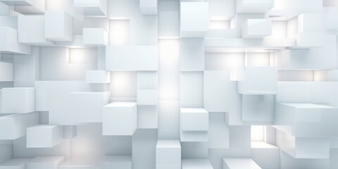 White Creative Abstract Geometric Wallpaper. Display graphic. Computer Screen Digiral Art. Abstract Bright Surface Geometrical Horizontal Background. Ai Generated Vibrant Texture Pattern.