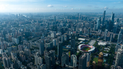 Guangzhou ,China - July 25,2023: Aerial view of landscape in Guangzhou city, China