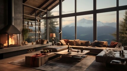 Mountain chalet with a panoramic view of alpine landscapes