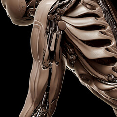 Artificial Intelligence Evolution · Detail of Android Humanoid Robot with Skin Emulating Human Anatomy · Cyborg & Future of Technology