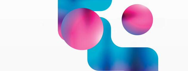Gradient Geometry. Minimalist Fusion of Lines and Circles, Crafting Serene, Captivating Abstract Background