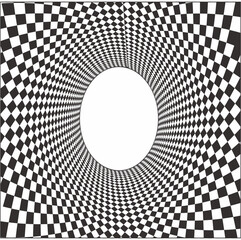 black and white circle twist 3d illusion
