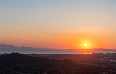 Fototapeta na wymiar Gulf of Follonica at sunset.