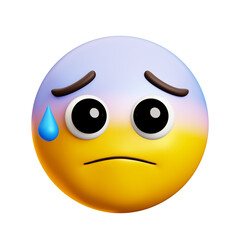 Nauseous face with sweat emoji, 3d style emoticon