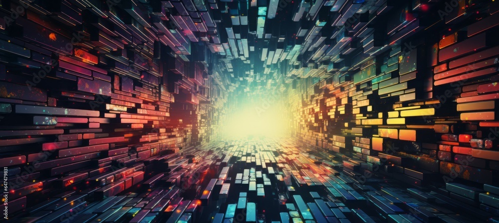 Poster blockchain and metaverse system. generative ai technology.
