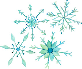 Watercolor blue snowflake
