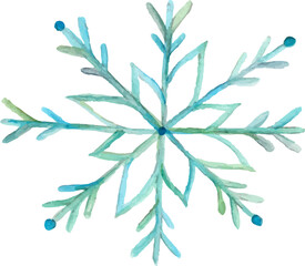 Watercolor blue snowflake
