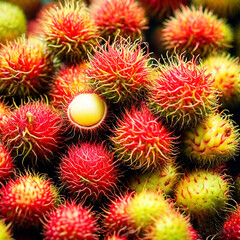 rambutan on a red