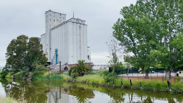 Petaluma River with an Old and Apparently Abandoned Factory in the Background