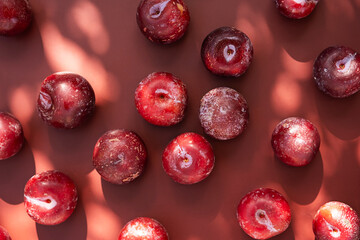 plum crop on the garden table