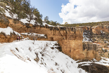 Fototapeta na wymiar View from Bright Angel Trail at Grand Canyon National Park in winter, Arizona, USA