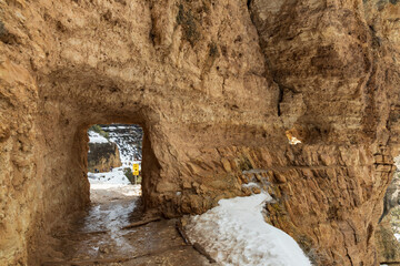 View from Bright Angel Trail at Grand Canyon National Park in winter, Arizona, USA