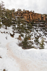 View from the South Rim at Grand Canyon National Park in winter, Arizona, USA