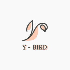 Minimalist bird logo in the shape of the letter Y. Suitable for business, fashion and beauty.