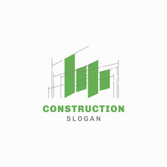 Logo of city building under construction. Suitable for property and apartment businesses.