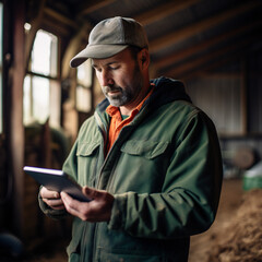 man using tablet computer