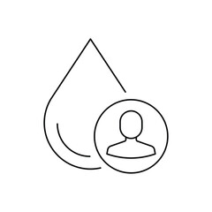Man and water drop icon design. dehydration, low body water line icon. isolated on white background. vector illustration