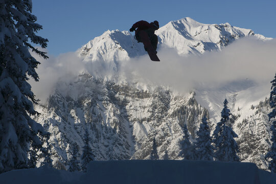 Professional Snowboarder, Marko Grilc, In The Arlberg Mountains, Austria