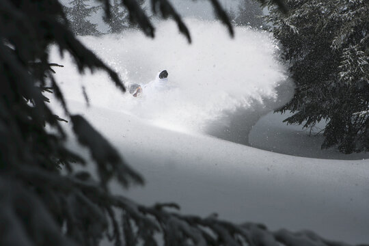 Professional Snowboarder, Marko Grilc, In The Arlberg Mountains, Austria