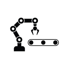 Industrial robot loader for work in a factory or warehouse. Robotic arm factory icon design. isolated on white background