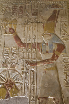 Bas-Relief Of The God Horus, Temple Of Seti I; Abydos, Egypt