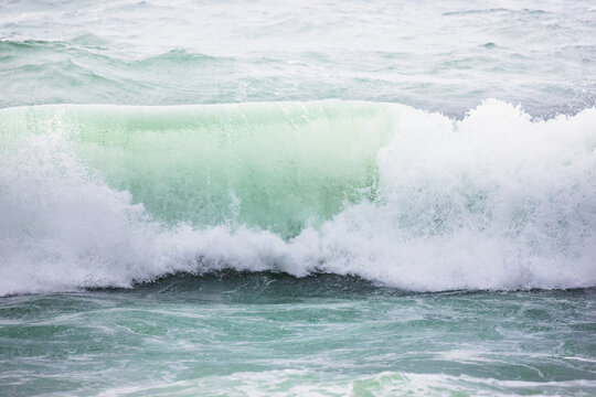 Wave Breaking On The Shore Of St. Paul Island, Bering Sea, Southwestern Alaska, USA, Summer