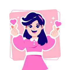 love gesture sweet girl cartoon avatar character