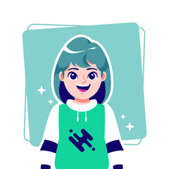 happy gesture cute girl cartoon avatar character