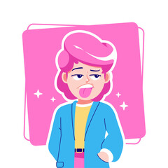 never mind gesture girl cartoon avatar character