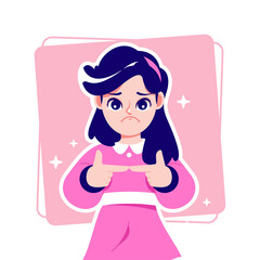 sad gesture sweet girl cartoon avatar character