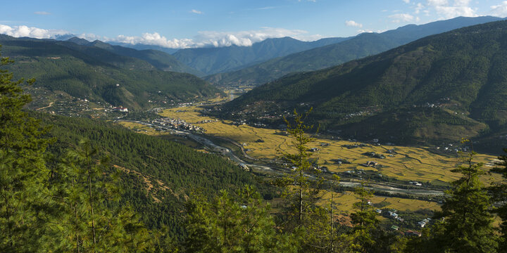 Landscape Of The Paro Valley; Paro, Bhutan
